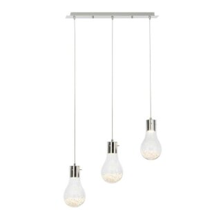 Brilliant Pendelleuchte Bombilla Chrom/Transparent max. 3 x 7W GU10 ohne Leuchtmittel kürzbar