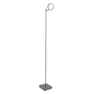 Näve LED Stehleuchte Triberg Silber/Braun 129cm 8,5W 520lm warmweiß 3000K Schwenkbar & Dimmbar