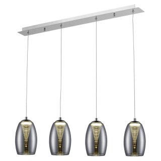 Brilliant LED Pendelleuchte Metropolis Chrom/Rauchglas 4 x 5W 2000lm warmweiß 3000K kürzbar EasyDim