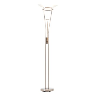 Brilliant Halogen Deckenfluter Ravenna Chrom 180cm 230W R7s 4646lm + 33W G9 458lm warmweiß 2900K mit Lesearm dimmbar