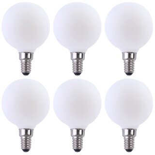 6 x LED Filament Leuchtmittel Globe G60 2W = 20W E14 opal 170lm warmweiß 2700K