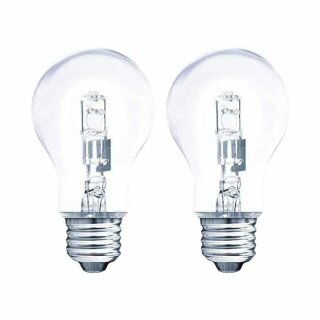 2 x Müller-Licht Halogen Leuchtmittel Birnenform 46W = 56W E27 klar 230V 700lm warmweiß 2000h dimmbar