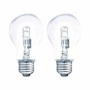 2 x Müller-Licht Halogen Leuchtmittel Birnenform 46W = 56W E27 klar 230V 700lm warmweiß 2000h dimmbar