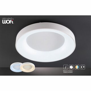 Wofi LED Deckenleuchte Cameron rund Ø45cm Weiß 27W 2300lm CCT 2800K-5500K dimmbar mit Fernbedienung