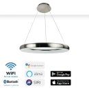 Wofi LED Smart WiZ Pendelleuchte Clint Ø60cm Nickel matt 33W 2300lm RGBW CCT 2800K-6500K dimmbar Fernbedienung App