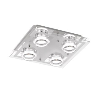 Action LED Deckenleuchte Moody eckig 30x30cm Chrom & Glas 4 x 5W 1600lm warmweiß 3000K