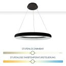 Wofi LED Smart WiZ Pendelleuchte Clint Ø60cm Schwarz 33W 2300lm RGBW CCT 2800K-6500K dimmbar Fernbedienung App