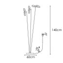 Wofi LED Stehleuchte Eliot 140cm Gold 3 x 13W 3300lm warmweiß 3000K mit Fußschalter