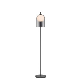 Wofi Stehleuchte Grays Rauchglas Schwarz 157cm max. 28W E27 ohne Leuchtmittel mit Fußschalter