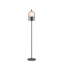 Wofi Stehleuchte Grays Rauchglas Schwarz 157cm max. 28W E27 ohne Leuchtmittel mit Fußschalter