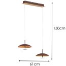 Wofi LED Pendelleuchte Pierre Braun Gold 2 x 4,5W 800lm warmweiß 3000K kürzbar