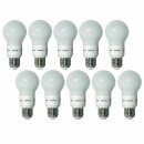 10 x LightMe Energiesparlampe Birnenform 7W = 35W E27 matt 350lm warmweiß 2700K