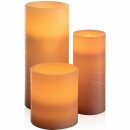 3er Set Pauleen LED Echtwachskerzen Shine like a candle Apricot Warmweiß Flackernd Flamme Batterie