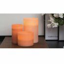 3er Set Pauleen LED Echtwachskerzen Shine like a candle Apricot Warmweiß Flackernd Flamme Batterie