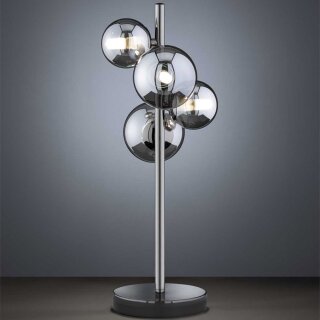 Wofi LED Tischleuchte Villa Rauchglas Schwarz Chrom 4 x 2,7W G9 1200lm warmweiß 3000K mit Schalter