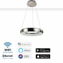 Wofi LED Smart WiZ Pendelleuchte Clint Ø40cm Nickel matt 24W 1750lm RGBW CCT 2800K-6400K dimmbar Fernbedienung App