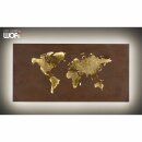 Wofi LED Wandleuchte Linda 60x30cm Braun antik Gold Weltkarte 26W 1700lm warmweiß 3000K