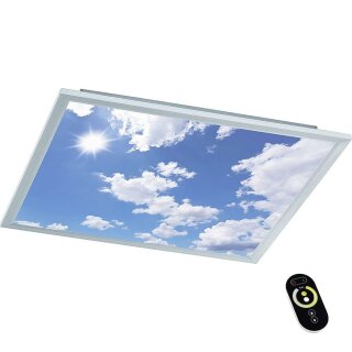 Wofi LED Deckenleuchte Aufbaupanel Liv Silber Himmel 60x60cm 36W 3400lm CCT 2800K-6800K Dimmbar mit Fernbedienung