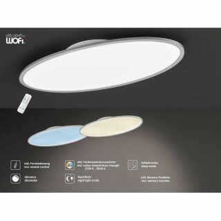 Wofi LED Deckenleuchte Valley 80cm Weiß 36W 2850lm CCT Warmweiß - Kaltweiß dimmbar mit Fernbedienung