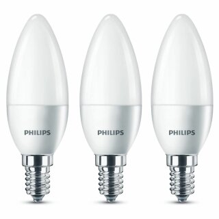 3 x Philips LED Leuchtmittel C35 Kerzen 3,5W = 30W E14 matt 330lm warmweiß 2700K