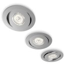 3 x Philips LED Einbauleuchten Asterope Aluminium Ø12cm 3 x 4,5W 1500lm warmweiß 3000K 40° schwenkbar dimmbar