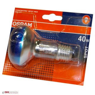 10 x OSRAM Reflektor Glühbirne R63 40W Blau E27 Glühlampe Concentra Spot Color