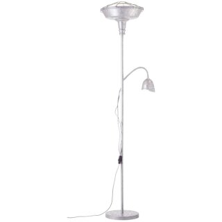Brilliant Deckenfluter Caleb Zink Antik max. 60W E27 ohne Leuchtmittel mit Schalter & Lesearm