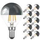 10 x Majestic LED Filament Leuchtmittel Tropfen 5W = 40W E14 Kopfspiegel silber 470lm warmweiß 2700K