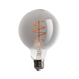 LED Spiral Filament Leuchtmittel G95 Globe 5W E27 Rauchglas 130lm extra warmweiß 1800K DIMMBAR