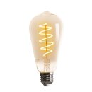 LED Spiral Filament Leuchtmittel ST64 Edison 5W E27 Rauchglas 100lm extra warmweiß 1800K DIMMBAR