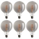 6 x LED Spiral Filament Leuchtmittel Globe G125 5W E27 Rauchglas 130lm extra warmweiß 1800K DIMMBAR