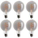 6 x LED Spiral Filament Leuchtmittel G95 Globe 5W E27 Rauchglas 130lm extra warmweiß 1800K DIMMBAR