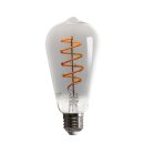 6 x LED Spiral Filament Leuchtmittel ST64 Edison 5W E27 Rauchglas 100lm extra warmweiß 1800K DIMMBAR