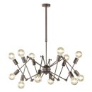 Wofi Pendelleuchte Carmona Braun Antik 12-flammig max. 12 x 25W E27 ohne Leuchtmittel verstellbar