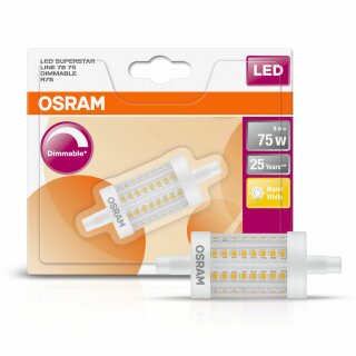 Osram LED Leuchtmittel Star Line 78mm 8W = 75W R7s klar FS warmweiß 2700K DIMMBAR