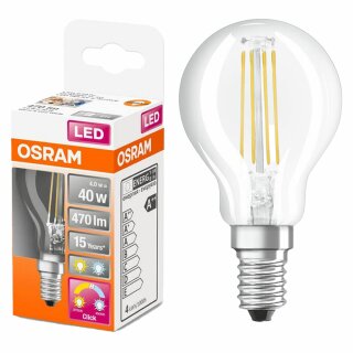 Osram LED Filament Leuchtmittel Tropfen 5W = 40W E14 klar 470lm FS Relax & Active per Lichtschalter warmweiß & kaltweiß