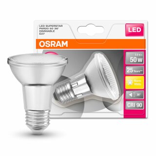Osram LED Leuchtmittel PAR20 Glas Reflektor 5W = 50W E27 345lm FS warmweiß 2700K 36° DIMMBAR