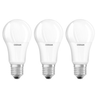 3 x Osram LED Leuchtmittel Classic Birnenform A60 10W = 75W E27 matt 1055lm warmweiß 2700K