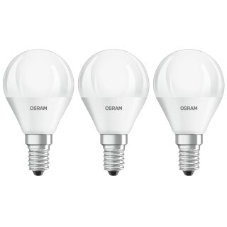 3 x Osram LED Leuchtmittel P45 Tropfen 4,9W = 40W E14 matt 470lm 840 Neutralweiß 4000K