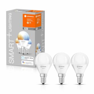 3 x Ledvance LED Smart+ Tropfen 4,9W = 40W E14 matt 470lm Tunable White 2700K-6500K Dimmbar App Google Alexa WiFi