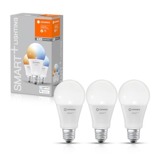 3 x Ledvance LED Smart+ Leuchtmittel Birne A75 14W = 100W E27 matt 1521lm Tunable White 2700K-6500K Dimmbar App Google Alexa WiFi