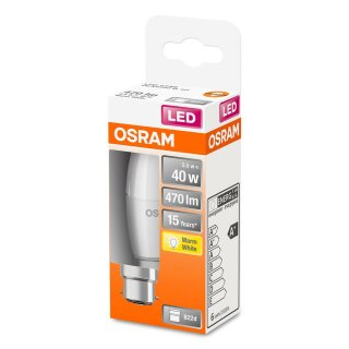 Osram LED Leuchtmittel Kerze 5,5W = 40W B22d Opal matt 470lm warmweiß 2700K