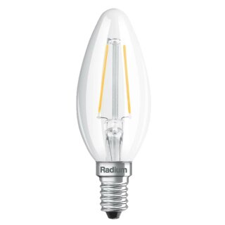 Radium LED Filament Leuchtmittel Kerze 2,5W = 25W E14 klar 250lm warmweiß 2700K