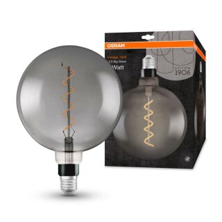 Osram LED Spiral Filament Leuchtmittel Vintage 1906 G200 Globe 5W = 12W E27 Rauchglas 110lm extra warmweiß 1800K