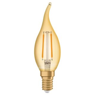 Osram LED Filament Vintage 1906 Windstoßkerze 1,5W = 12W E14 Gold 120lm extra warmweiß 2400K
