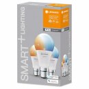 3 x Ledvance LED Smart+ Leuchtmittel Birne A60 9W = 60W B22d matt 806lm Tunable White 2700-6500K Dimmbar App Google Alexa WiFi