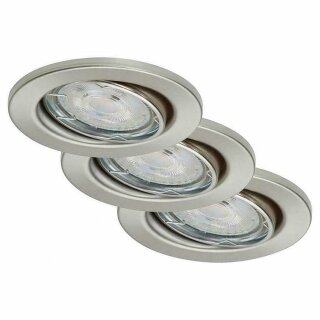 3 x Briloner LED Einbaustrahler Nickel-matt IP23 5,5W GU10 460lm warmweiß 3000K dimmbar schwenkbar