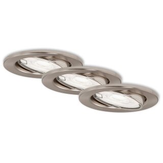 3 x Briloner LED Einbaustrahler Nickel matt 5W GU10 400lm warmweiß CCT 2000K/2500K/3000K schwenkbar