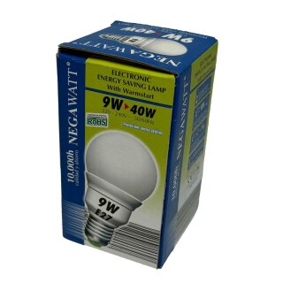 Negawatt Energiesparlampe Birne 9W = 40W E27 matt 405lm warmweiß 2700K