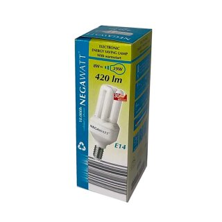 Negawatt ESL Energiesparlampe Röhre 8W = 39W E14 420lm warmweiß 2700K